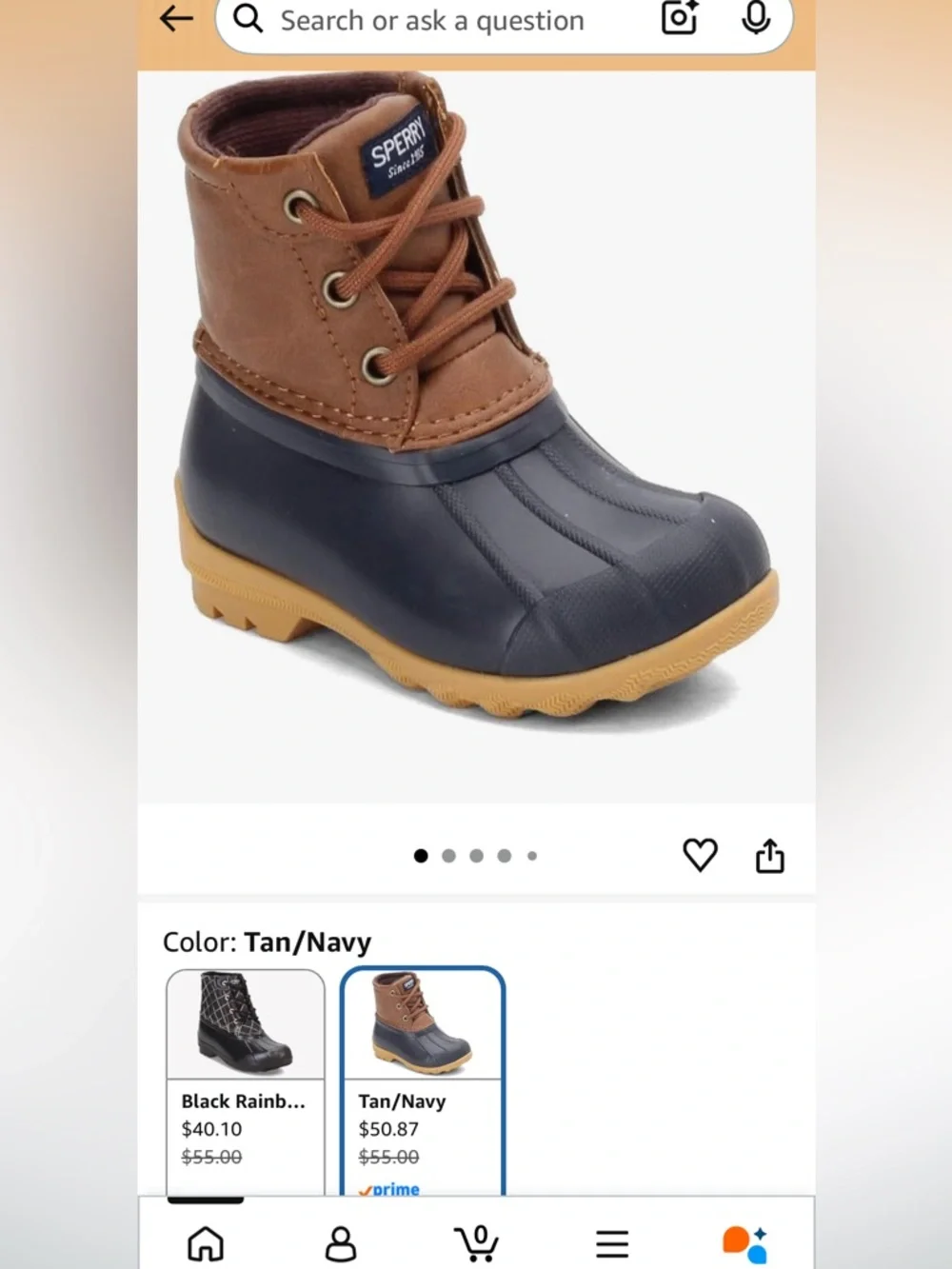 Sperry Kids Brown and Black Waterproof Duck Boots